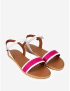 Dasha Sandale dama din piele naturala alba cu fuchsia
