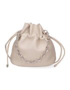 David Jones Geanta bucket de piele ecologica cu bareta lant - Bej