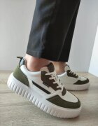 DECAR Pantofi Casual Barbati Y237 Albi Cu Kaki Velur - Alb - Alb