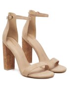 DeeZee Sandale cu toc dama - Bej - Piele ecologica -