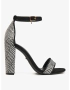 DeeZee Sandale cu toc din textil - Negru
