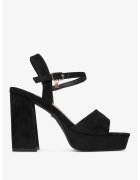 DeeZee Sandale cu toc Negru - Textil - Negru
