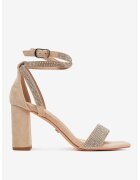 DeeZee Sandale cu toc Textil - Bej - Bej