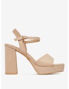 DeeZee Sandale cu toc Textil - Nuanta Bej - Bej