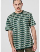 Denim Project Tricou cu dungi si decolteu la baza gatului - Alb/Galben pal/Verde englez