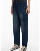 Desigual Blugi cargo conici cu talie inalta - Albastru inchis/Grej