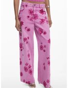 Desigual Blugi cu croiala dreapta si imprimeu floral - Fucsia/Roz