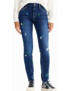 Desigual Blugi slim fit cu broderii -