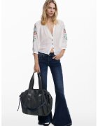 Desigual Bluza cu decolteu in V si broderie - Alb