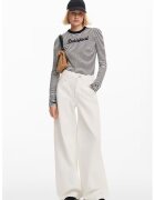 Desigual Bluza cu maneci lungi si dungi - Alb/Bleumarin