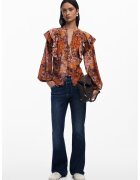 Desigual Bluza cu nasturi si imprimeu paisley - Maro cognac/Maro deschis