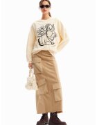 Desigual Bluza de trening cu imprimeu grafic - Negru/Alb murdar