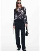 Desigual Bluza plisata din sifon - Negru/Gri