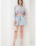 Desigual Camasa crop cu imprimeu floral - Gri deschis/Roz pal