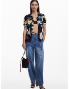 Desigual Camasa cu imprimeu grafic - Alb/Negru/Galben