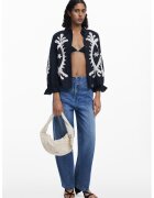 Desigual Camasa din bumbac cu broderii din dantela Sangallo - Negru/Alb murdar