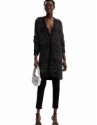 Desigual Cardigan lung cu nasturi si decolteu in V - Negru