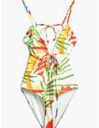 Desigual Costum de baie intreg cu spate decupat - Rosu/Alb/Verde