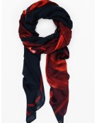 Desigual Esarfa plisata cu model floral - Negru/Rosu vermillion