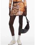 Desigual Fusta dreapta cu talie elastica - Maro/Portocaliu pal
