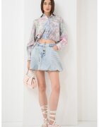 Desigual Fusta evazata din denim - Albastru deschis