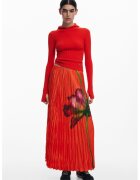 Desigual Fusta lunga cu croiala dreapta - Fucsia/Coral/Verde aquamarin