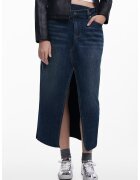 Desigual Fusta midi din denim cu sli frontal - Negru/Bleumarin