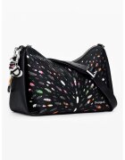 Desigual Geanta crossbody cu bareta detasabila si model - Verde/Negru/Roz