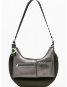 Desigual Geanta de piele ecologica cu bareta de umar - Verde inchis