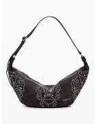 Desigual Geanta hobo cu aplicatii cu nituri - Maro inchis