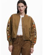 Desigual Jacheta bomber cu benzi laterale contrastante - Maro inchis