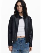 Desigual Jacheta cu fermoar si guler cu capsa - Negru