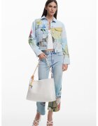 Desigual Jacheta cu model floral - Albastru glaciar/Multicolor