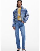 Desigual Jacheta din denim cu broderie - Rosu/Albastru pastel/Verde inchis