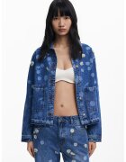 Desigual Jacheta din denim cu broderie si buzunare aplicate - Albastru royal