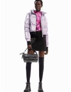 Desigual Jacheta scurta cu fermoar si gluga detasabila - Negru/Lila