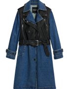Desigual Palton de tranzitie - albastru - bumbac/poliuretan -
