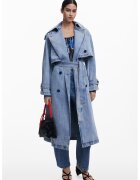Desigual Palton lung din denim - Albastru deschis melange
