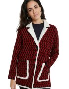 Desigual Palton scurt dama rosu - material acril - interior sherpa - casual