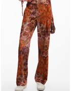 Desigual Pantaloni cu croiala ampla si imprimeu floral - Maro inchis/Maro scortisoara