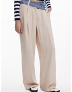 Desigual Pantaloni cu croiala ampla si inchidere asimetrica - Alb fildes