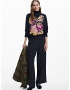 Desigual Pulover cu model grafic - Negru/Ametist/Verde sparanghel