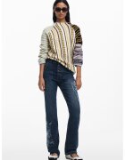 Desigual Pulover de lana cu aspect contrastant - Maro scortisoara/Bej/Albastru