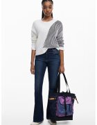 Desigual Pulover din amestec de bumbac cu aspect contrastant - Alb/Negru