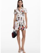 Desigual Rochie-camasa mini cu model floral - Alb/Negru stins