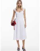 Desigual Rochie cu broderie si decolteu sweetheart - Alb