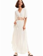 Desigual Rochie cu decolteu in V si decupaje - Galben sofran/Lila/Crem