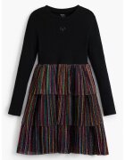 Desigual Rochie cu decolteu la baza gatului si maneci lungi - Negru/Lila