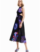 Desigual Rochie cu decupaj pe partea din spate pentru plaja - Negru/Roz/Albastru