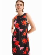 Desigual Rochie cu imprimeu - fara maneci - Negru/Rosu vermillion